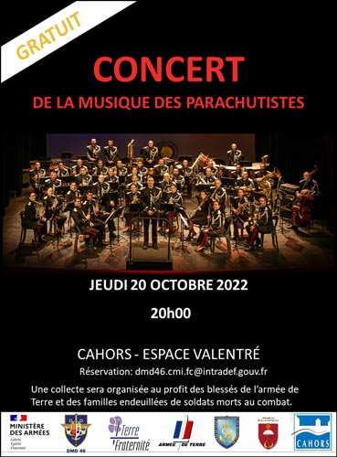 Concert de la Musique des Parachutistes de Toulouse à l'espace Valentré de Cahors