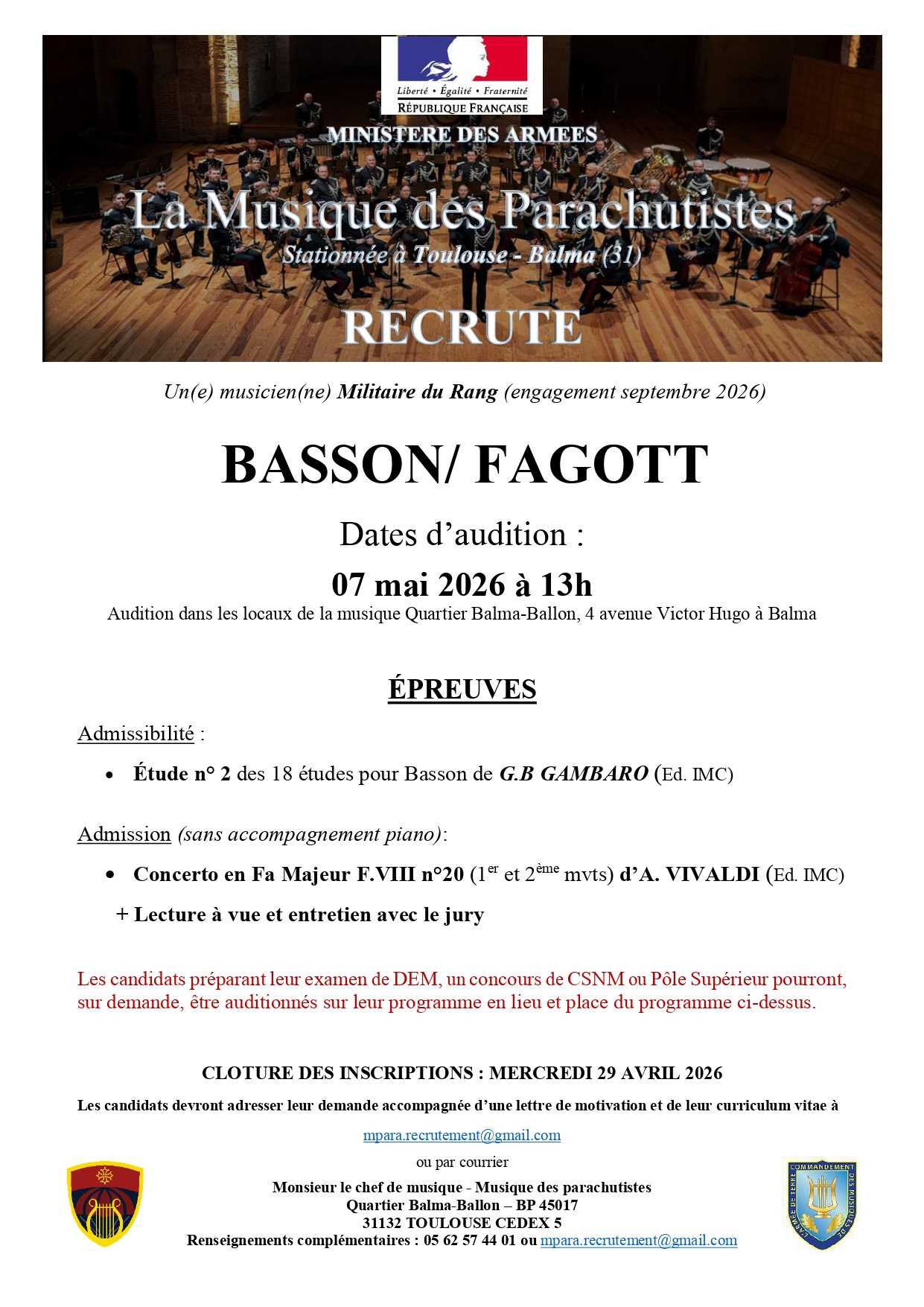 2026 recrutement EVAT Basson