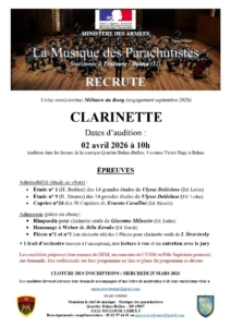 2026 recrutement EVAT Clarinette