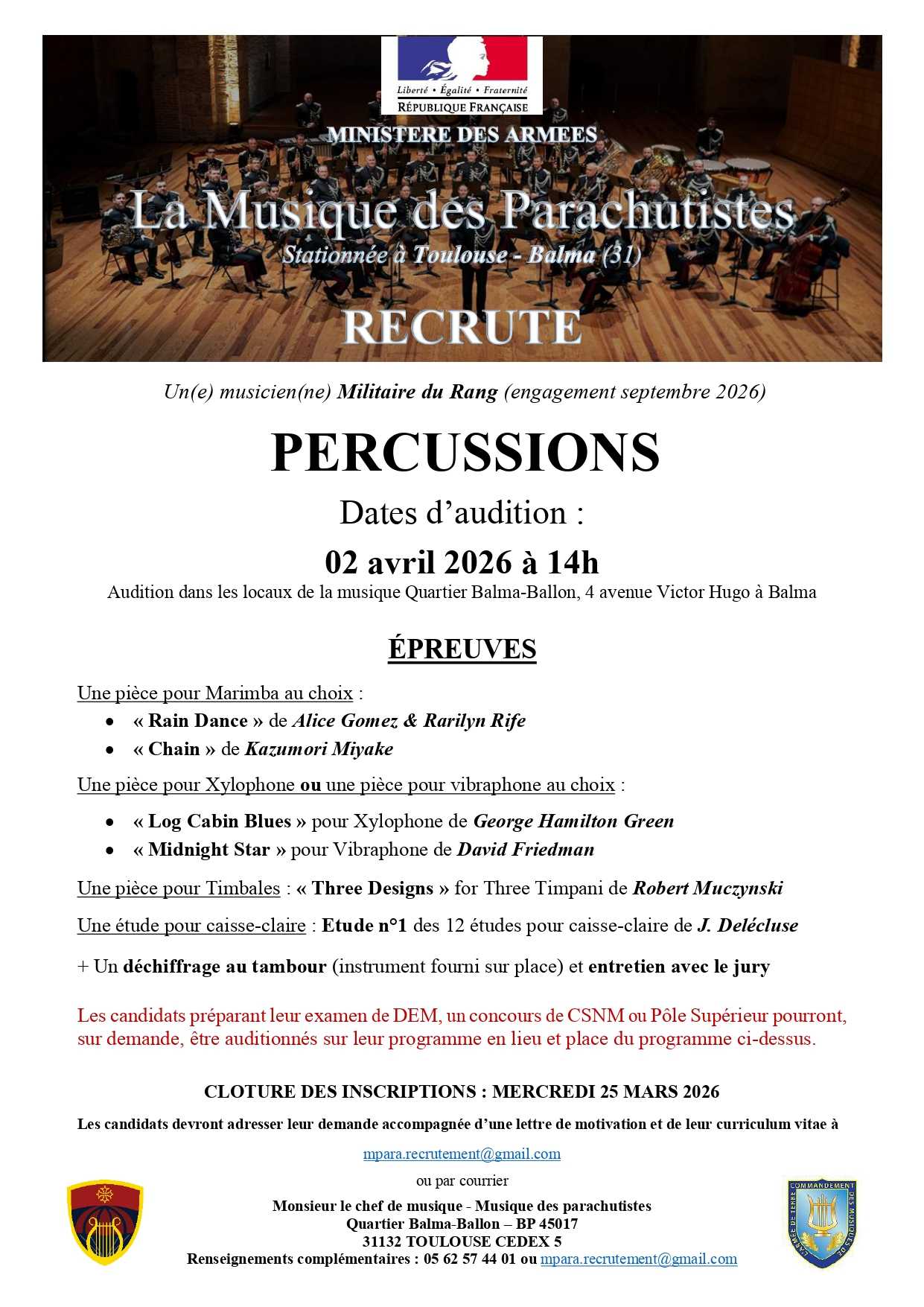 2026 recrutement EVAT Percussions
